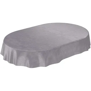 ANRO Tischdecke Wachstuchtischdecke Wachstuch Wachstischdecke Tischdecke Beton Grau Uni Urban Oval 240x140cm