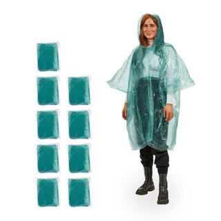 Relaxdays Regenponcho Unisex Grün 10