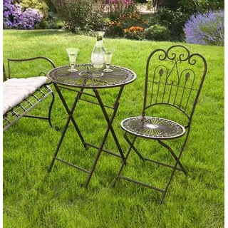 Metall Klapptisch "Provence" im Antik Design, braun, Gartentisch, Balkontisch - Braun