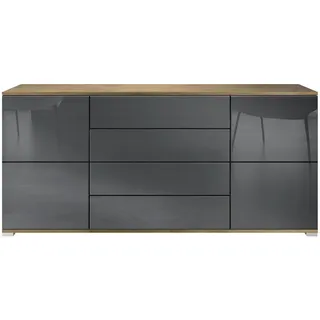 Vladon Sideboard Rova Grau Hochglanz , Holzwerkstoff , 166.5x75.5x35 cm , Kleinmöbel, Kommoden, Sideboards