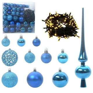 vidaXL Weihnachtskugel-Set mit 300 LEDs 120 pcs Blau Kunststoff