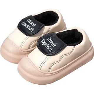 INF Winter Wasserdicht Kunstleder Fleece Gefüttert Warme Hausschuhe 2 Paar Weiß 38 - Weiß