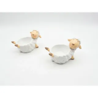 Ameisenkeks® 2er Set Eierbecher Schaf – Lustige Eierhalter aus hochwertigem Polyresin – Dekorative Frühstücksfiguren für Kinder & Erwachsene – Ideale Osterdeko & Geschenkidee im Landhausstil