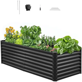 VEVOR Hochbeet Metall 1800x900x600 mm, Pflanzbeet, Gemüsebeet, Pflanzkasten mit offenem Boden & abgerundeten Kanten, Blumenbeet, Kräuterbeet, ideal für Gemüse, Blumen, Kräuter & Sukkulenten