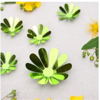 Packung mit 12 schicken 3D-Blumen, selbstklebend, Grün