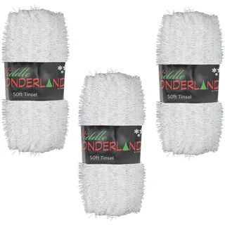 Weihnachtsbaum 3 Packungen 50ft x 3cm (150ft) Lametta Großartig Wert - Weiß