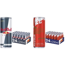 Red Bull Energy Drink Zero - 24er Palette Dosen - Getränke ohne Zucker und Kalorien EINWEG & Energy Drink Red Edition - 24er Palette Dosen - Getränke mit Wassermelone-Geschmack, EINWEG