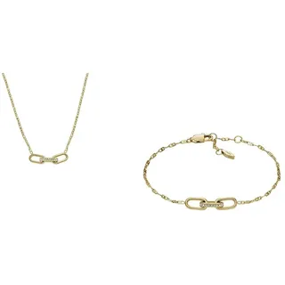 Fossil Damen Kette Halskette und Kette Armband Heritage D-Link Gold-Tone Edelstahl