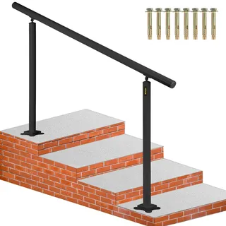 Vevor Treppengeländer ohne Querstreben 152,8x91cm Handlauf Max. Höhe für Stufen Geländer aus Aluminium 70kg Tragfähigkeit Schwarz Ideal für Treppe mit 0-5 Stufen Veranden Gärten Hotels Garagen
