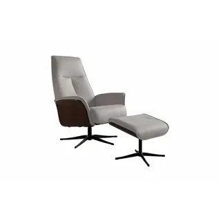 KAWOLA Relaxsessel Ferreira Leder 78 x 106 x 84 cm Grau mit Hocker