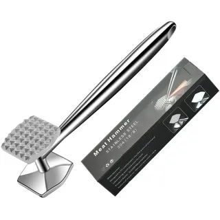 AMOZO Fleischhämmer-Fleischklopfer Edelstahl Spülmaschinenfest-Doppelseitig Schnitzelklopfer für Schnitzel, Koteletts, Steaks– Meat Tenderiser Stainless Steel