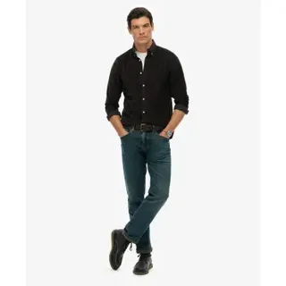 Superdry für Herren. M4011044A Classic Needle Cord Hemd schwarz (XL), Lässig, Baumwolle, Langarm