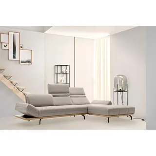 Creation BY ROLF BENZ Ecksofa »CR.420, Designecksofa, L-Form« in 2 Qualitäten, Holzrahmen in Eiche Natur oder Nußbaum, Breite 313 cm, beige