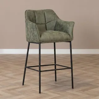 Bronx71 Barhocker Aaron Microfaser mit Armlehne olivgrün 82cm - Grün
