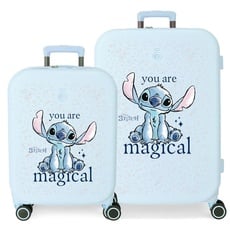 Joumma Disney Stitch You Are Magical Koffer-Set, Blau, 48 x 70 x 28 cm, starr, ABS, TSA-Verschluss 116L, 7,54 kg, 4 Doppelrollen, Handgepäck, blau, Koffer Set