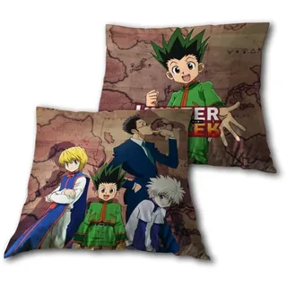 Aymax Hunter x Hunter Anime Kissen Dekokissen 35x35 cm, beidseitig Bedruckt, gefülltes Sofakissen aus 100% Polyester, Zierkissen für Bett, Sofa & Zimmer