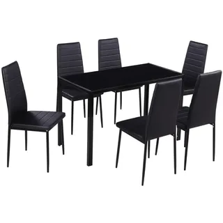 vidaXL 7-tlg. Essgruppe Schwarz - Schwarz