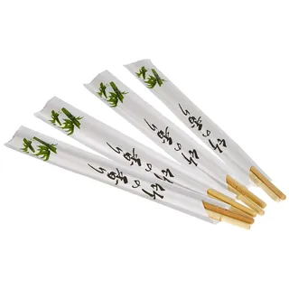 Jade Temple [ 100 Paar ] Einmal Essstäbchen aus Bambus, 21cm einzeln verpackt Einweg Essstäbchen