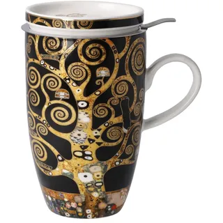 GOEBEL Porzellan Gustav Klimt Teetasse mit Deckel und Sieb 450 ml DER LEBENSBAUM