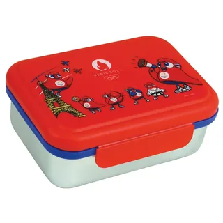 Fun House Olympische Spiele Paris 2024 Brotdose Jo Edelstahl H 6,5 x B 17 x T 13,5 cm für Kinder – wiederverwendbares Geschirr