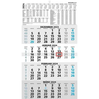 Zettler 4-Monatskalender blau 2024