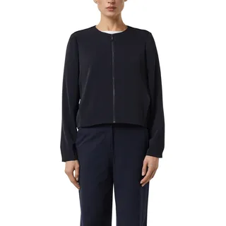 Boleroblazer COMMA, Damen, Gr. 44, schwarz (navy), Web, Obermaterial: 97% Polyester, 3% Elasthan. Futter: 100% Polyester, unifarben, bequem hüftlang, Rundhals, Blazer Boleroblazer, kurz, mit Reißverschluss