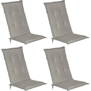 Beautissu 4er Set Hochlehner Auflagen Loft HL 120x50x6cm - Hellgrau