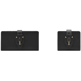 Fossil Damen Harwell Schwarzes Leder Portemonnaie, Set