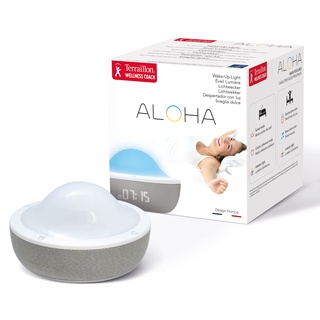 Terraillon Aloha Lichtwecker – Sonnenaufgangssimulation und Einschlafhilfe - 16 Millionen Farben – LED Bildschirm, Smart Touch Benutzeroberfläche, 6 Melodien, 14893, Gris, One Size