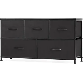 DUMOS Antonia Kommode für Schlafzimmer mit 5 Stoffschubladen, kleine Kommode Organizer Einheiten für Kleidung, Schrank, Kinderzimmer, Aufbewahrungsturm mit Schrank, Metallrahmen, Holzplatte, leichte