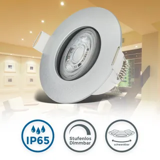 B.K.Licht Einbaustrahler 5er Set grau IP65 dimmbar 4,9W