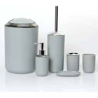 6-teiliges Badezimmer-Set, Badezimmer-Accessoires-Set, Lotionflaschen, Zahnbürstenhalter, Zahnputzbecher, Seifenschale, Toilettenbürste, Abfalleimer