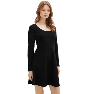 TOM TAILOR Denim Damen Skater Jersey-Kleid mit Rippstruktur