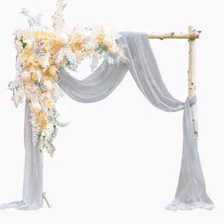 EBETA Hochzeit Volant Querbehang Freihanddeko für Hochzeitsbogen & Traubogen Himmelbett Vorhänge Gardine für Fenster Deko aus Chiffon-Stoff (Hellgrau, 70x600 cm)