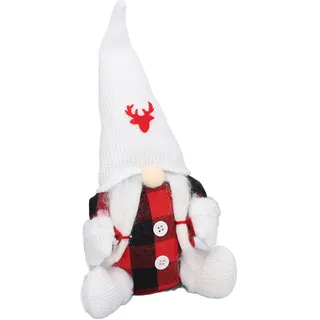 Weihnachtswichtel-Puppe, niedlicher Stoffwichtel im rot-schwarz karierten Outfit, Weihnachtsdekoration Typ 1