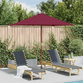 vidaXL Sonnenschirm mit Holz-Mast 150x200 cm Bordeauxrot - Rot