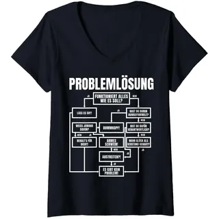Damen Herren Problemlösung - Prozessdiagramm - lustige Sprüche T-Shirt mit V-Ausschnitt