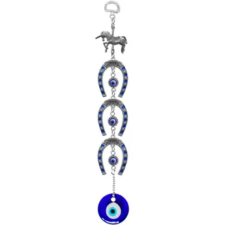 Blauer Evil Eye Wandbehang Anhänger Hufeisenform Dekor, türkisches Nazar Evil Eyes Amulett Raumdekoration für Heimschutz (Hufeisenform)