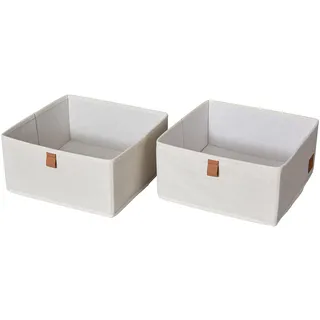 LOVE IT STORE IT Premium Aufbewahrungsbox 2-teilig - Organizer für den Kleiderschrank aus Leinen-Baumwoll-Mix - Verstärkt mit Karton - Set mit zwei großen Boxen - Beige - 30x30x15 cm