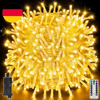 Ollny Lichterkette 100M 800 LEDs Weihnachtslichtkette IP44 Wasserdicht mit Fernbedienung Timer, 8 Modi Partydekoration für Weihnachten Hochzeit
