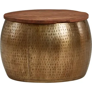 FineBuy Couchtisch FineBuy Sofatisch Rund Metall Ø 60 cm Tisch Stauraum Wohnzimmertisch