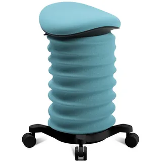 TOPSTAR Sitness 4D mit Rollen - AGR-Zertifiziert Dynamischer Sitzhocker schwarz - türkis, ergonomischer Bürohocker - höhenverstellbar - stärkt den Rücken - entlastet die Bandscheiben