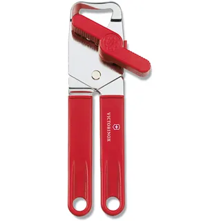 Victorinox Universal-Dosenöffner, mit Kapselheber, Sichere Handhabung, Robuster Kunststoffgriff, Swiss Made, Rot