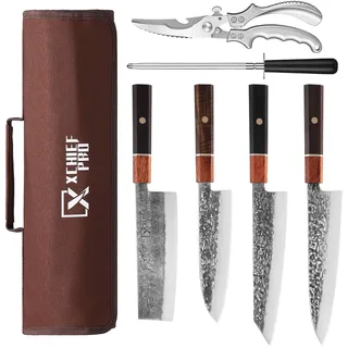 Handgeschmiedetes Japanisches Messer Set aus Kohlenstoffstahl 4-teilig