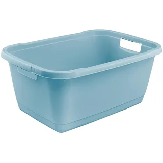 KEEEPER aenna Wäschewanne, Stabiler Kunststoff, 52 l, Nordic Blue | Stabile Griffe mit strukturierter Oberfläche, Sicheres Design ohne scharfe Kanten, Praktisches Verstauen, Ineinander nestbar