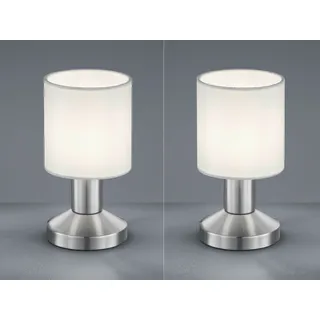 Tischlampen Set mit Lampenschirm Stoff weiß, Tischleuchte Nachttischlampe Touch