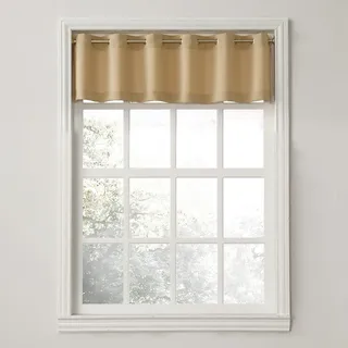 - Montego 918 Küchenvorhang, strukturiert, halbtransparent, mit Ösen, Volant, 142,2 x 35,6 cm, Taupe