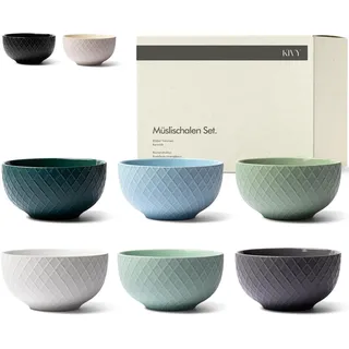 KIVY Müslischalen Keramik - 6 x 850ml - Große Bowls für Müsli & Suppen - Suppenschüssel - Bowl Schüssel Groß - Müslischüsseln - Suppenschalen Set - Schalen Set - Müsli Schüssel Keramik