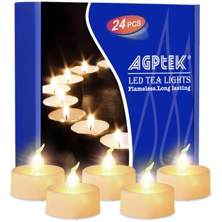 AGPTEK 24 Warm weiß Flackernde Flammenlose LED Teelicht Kerzen mit Timer-Funktion (Auto 6 und 18 Stunde Off nach Turing auf) für Hochzeit/Party Dekorationen,Batteriebetriebene