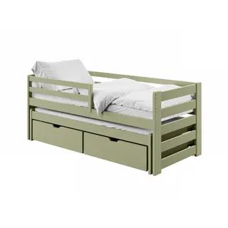 Kids Collective Kinderbett Funktionsbett 90 x 200 cm Kiefer massiv olivgrün